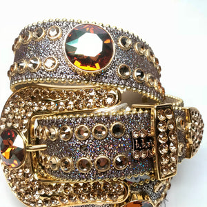 b.b. Simon 'Gold Universe' Big Block Crystal Belt - Dudes Boutique