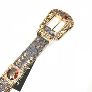 b.b. Simon 'Gold Universe' Big Block Crystal Belt - Dudes Boutique