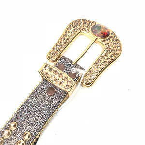 b.b. Simon 'Gold Universe' Big Block Crystal Belt - Dudes Boutique