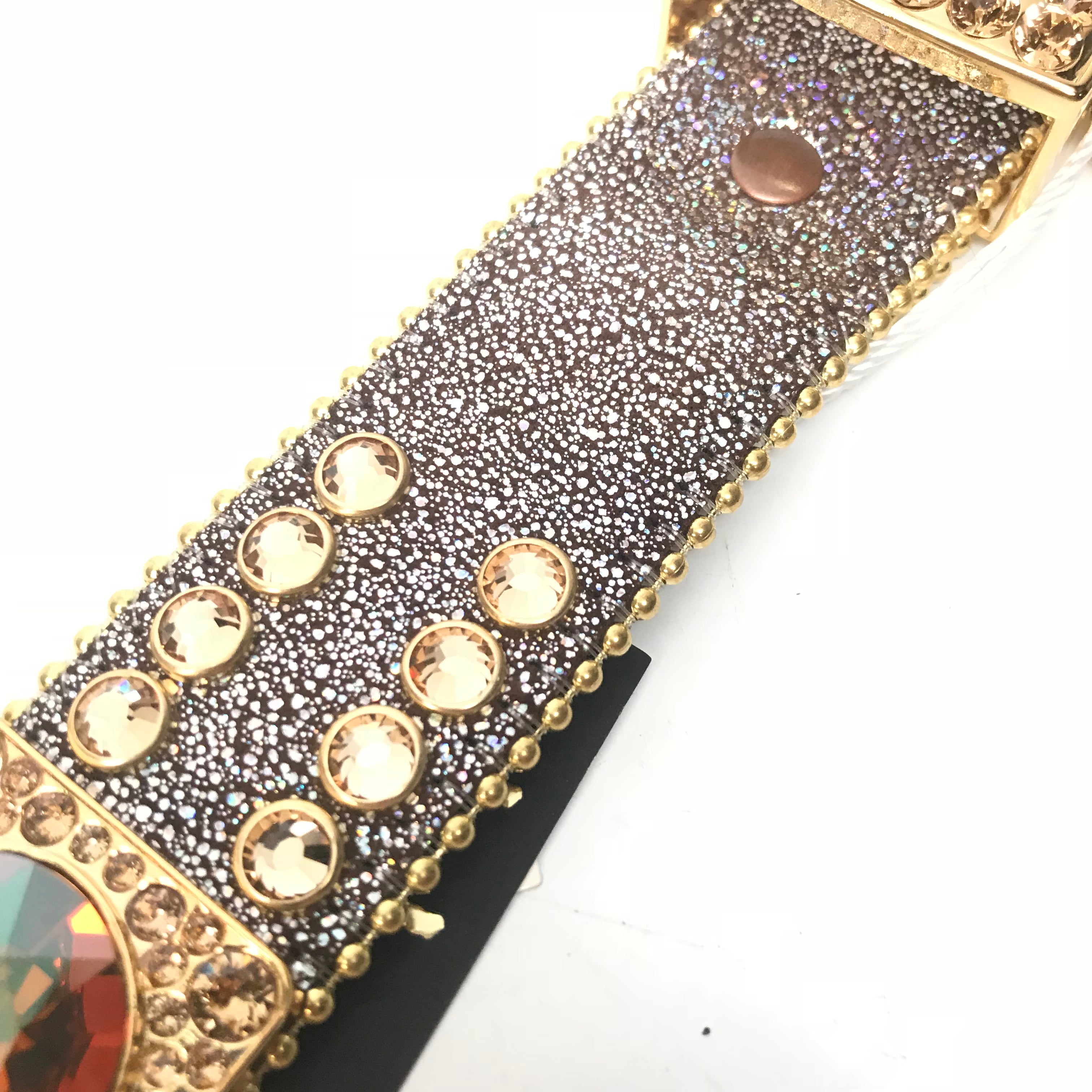 b.b. Simon 'Gold Universe' Big Block Crystal Belt - Dudes Boutique