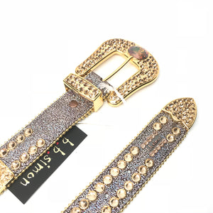 b.b. Simon 'Gold Universe' Big Block Crystal Belt - Dudes Boutique