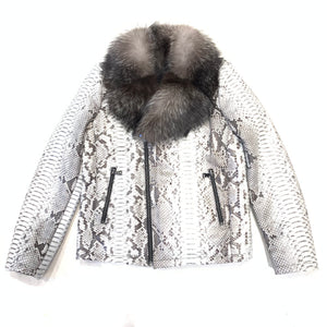 Barya NewYork Men's Natural Python Fox Fur Biker Jacket - Dudes Boutique