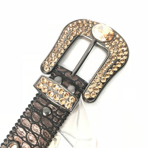 b.b. Simon 'Dark Chocolate Gold' Big Block Crystal Belt - Dudes Boutique