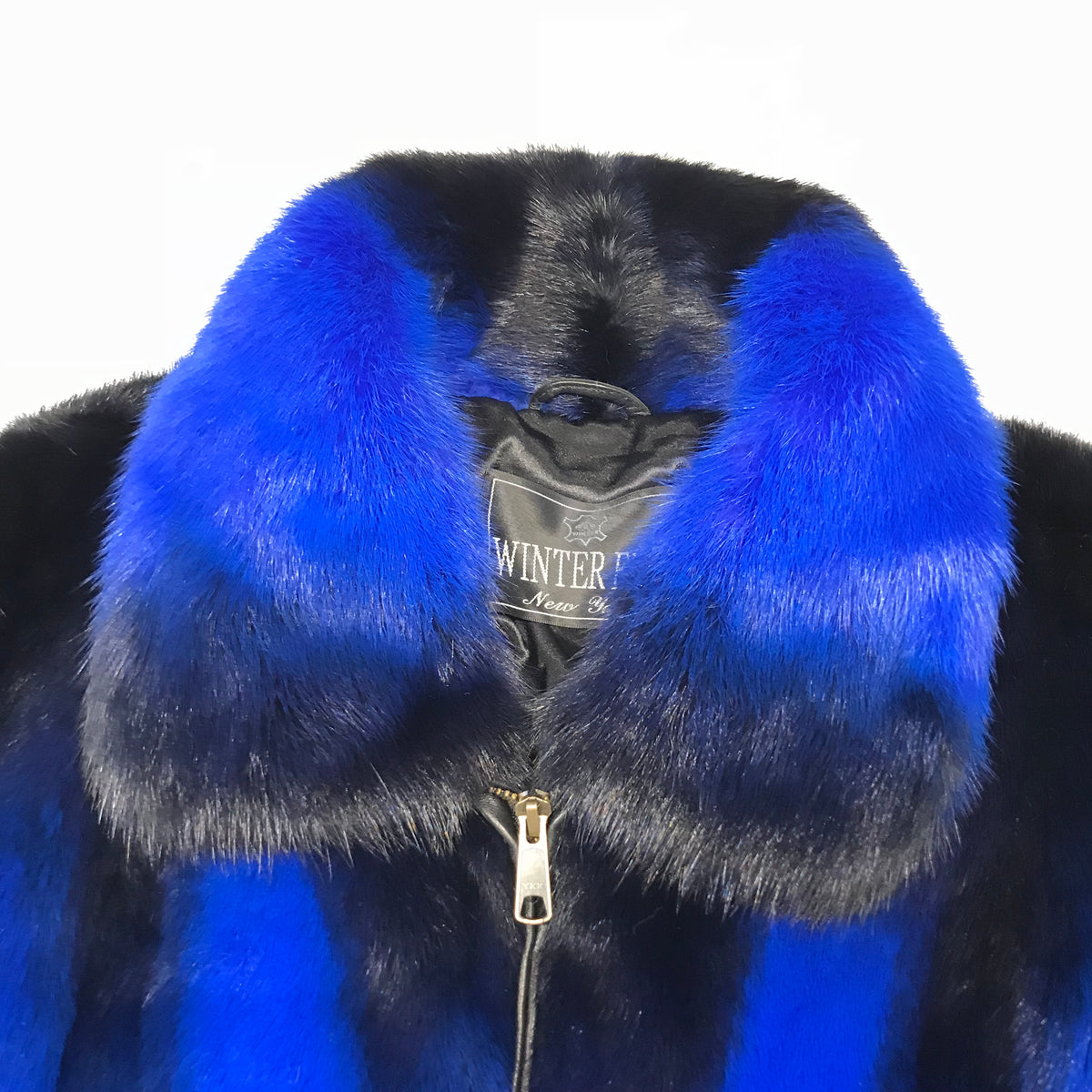 Kashani Blue Black Full Mink Fur Coat - Dudes Boutique