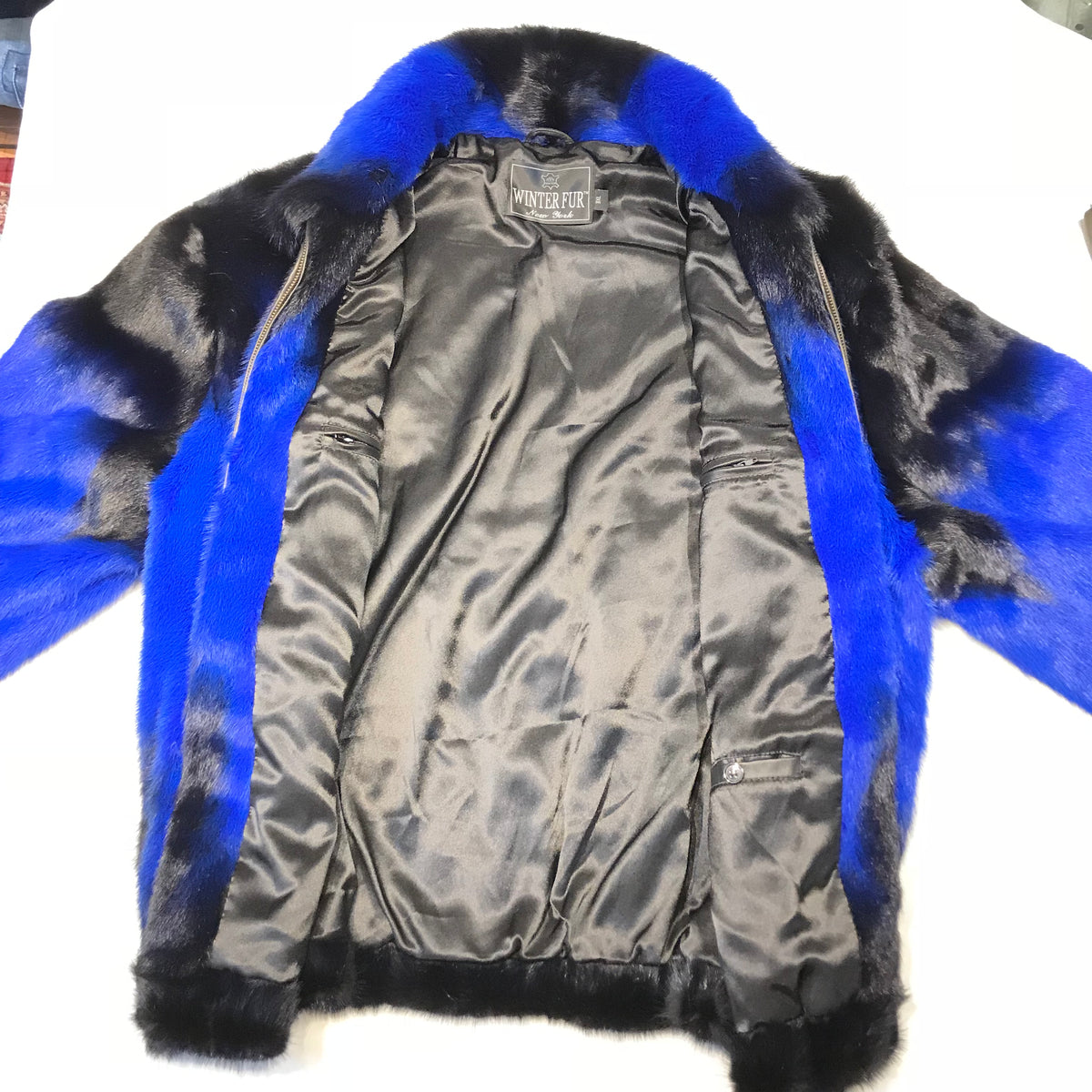 Kashani Blue Black Full Mink Fur Coat - Dudes Boutique