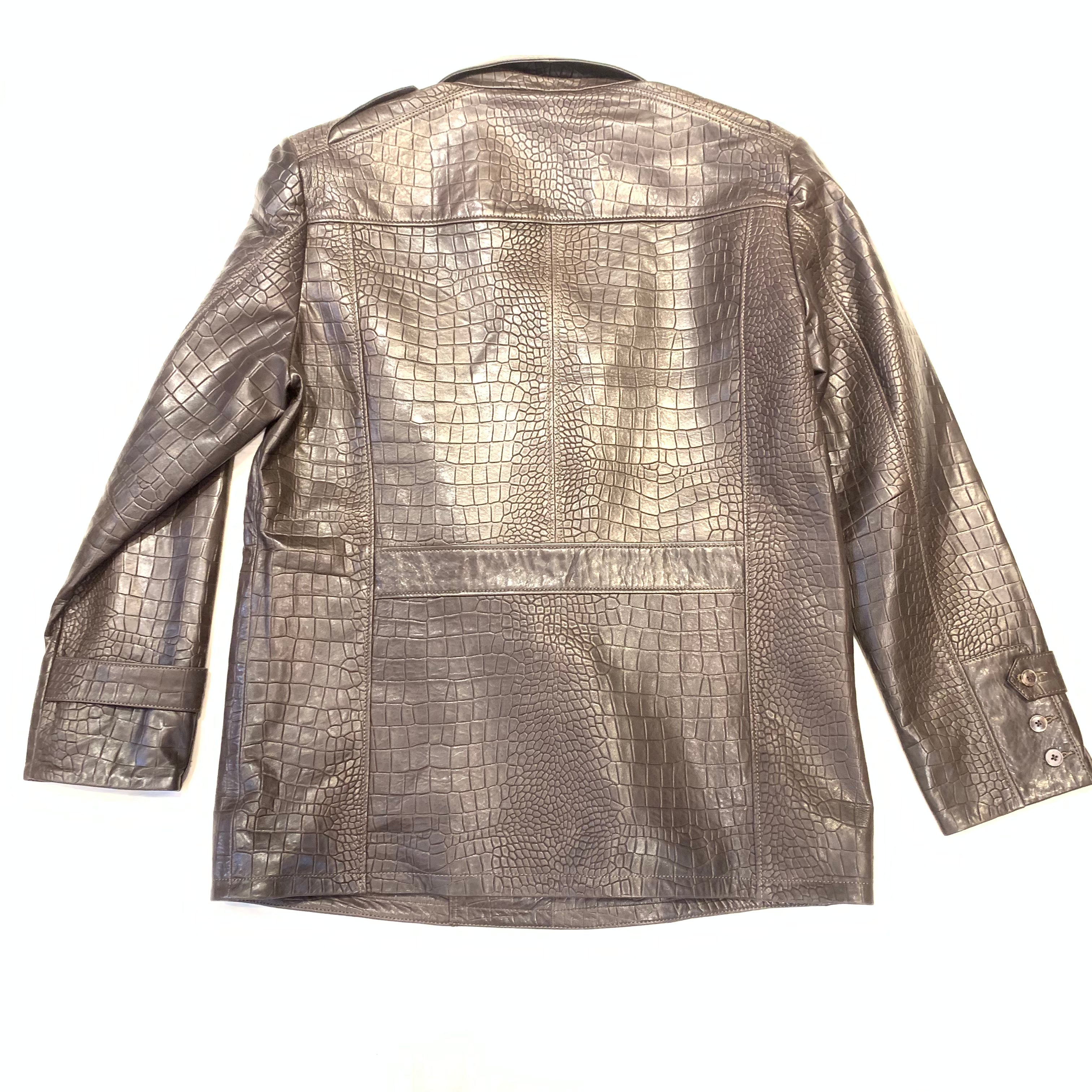 Barya NewYork Double Breasted Embossed Gator Lambskin Jacket - Dudes Boutique