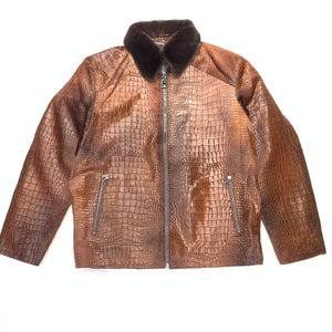 Barya NewYork Men's Brown Pony Hair/Mink Gator Embossed Jacket - Dudes Boutique