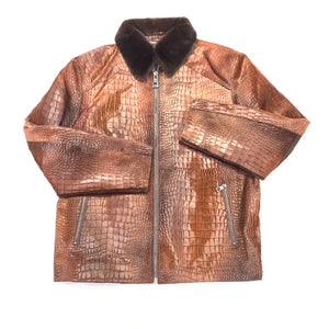 Barya NewYork Men's Brown Pony Hair/Mink Gator Embossed Jacket - Dudes Boutique