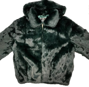 Kashani Men's Olive Green Rabbit Fur Hooded Bomber Jacket - Dudes Boutique