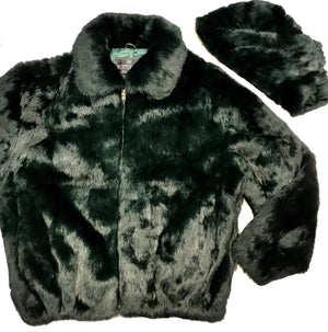 Kashani Men's Olive Green Rabbit Fur Hooded Bomber Jacket - Dudes Boutique