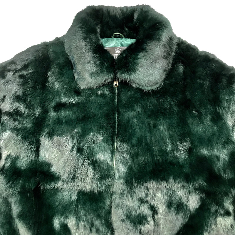 Kashani Men's Olive Green Rabbit Fur Hooded Bomber Jacket - Dudes Boutique