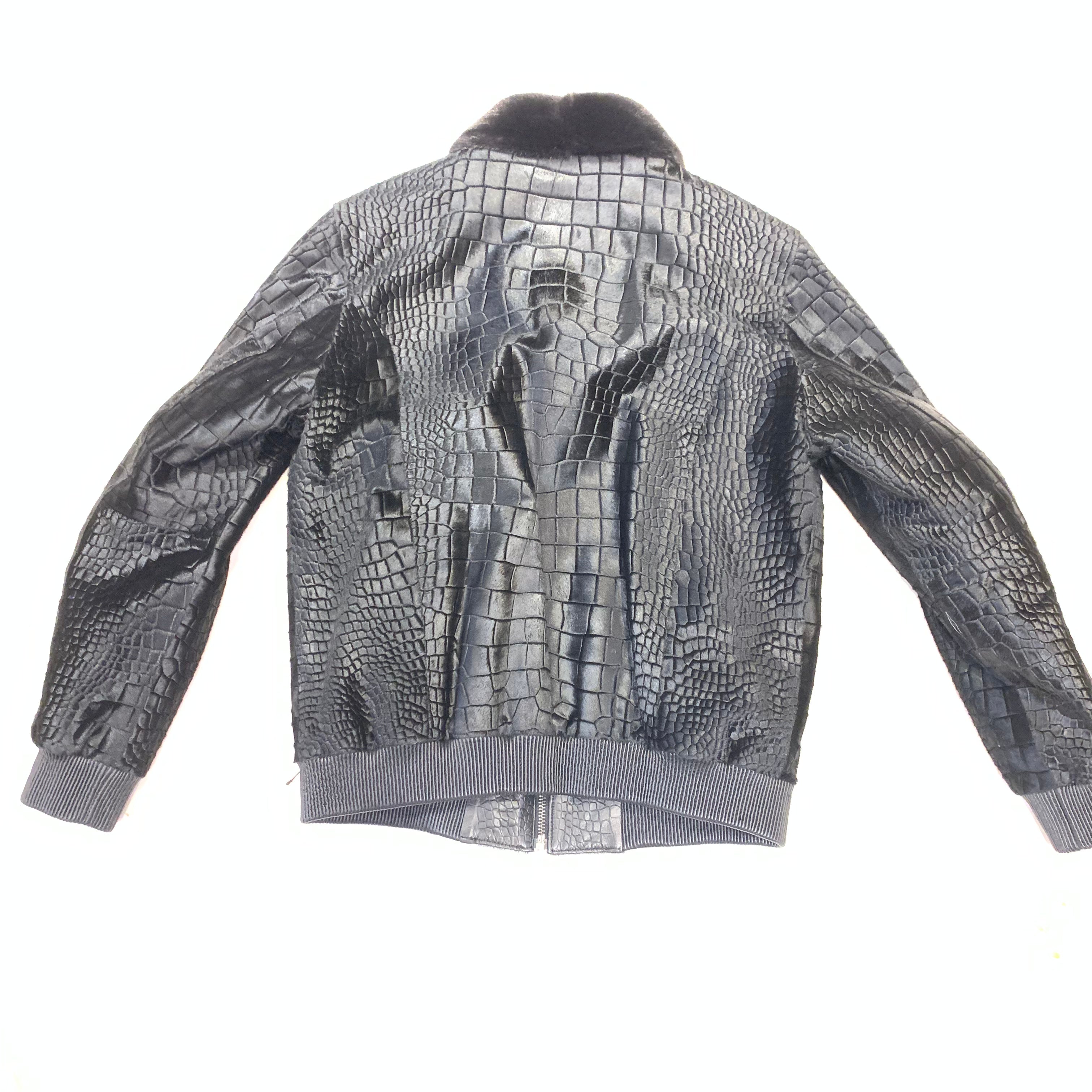 Barya NewYork Men's Full Pony Hair Embossed Gator Bomber Jacket - Dudes Boutique