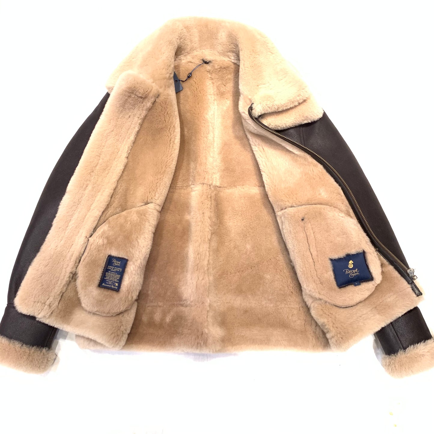 Barya NewYork Men's Chocolate Aviator Shearling Coat - Dudes Boutique