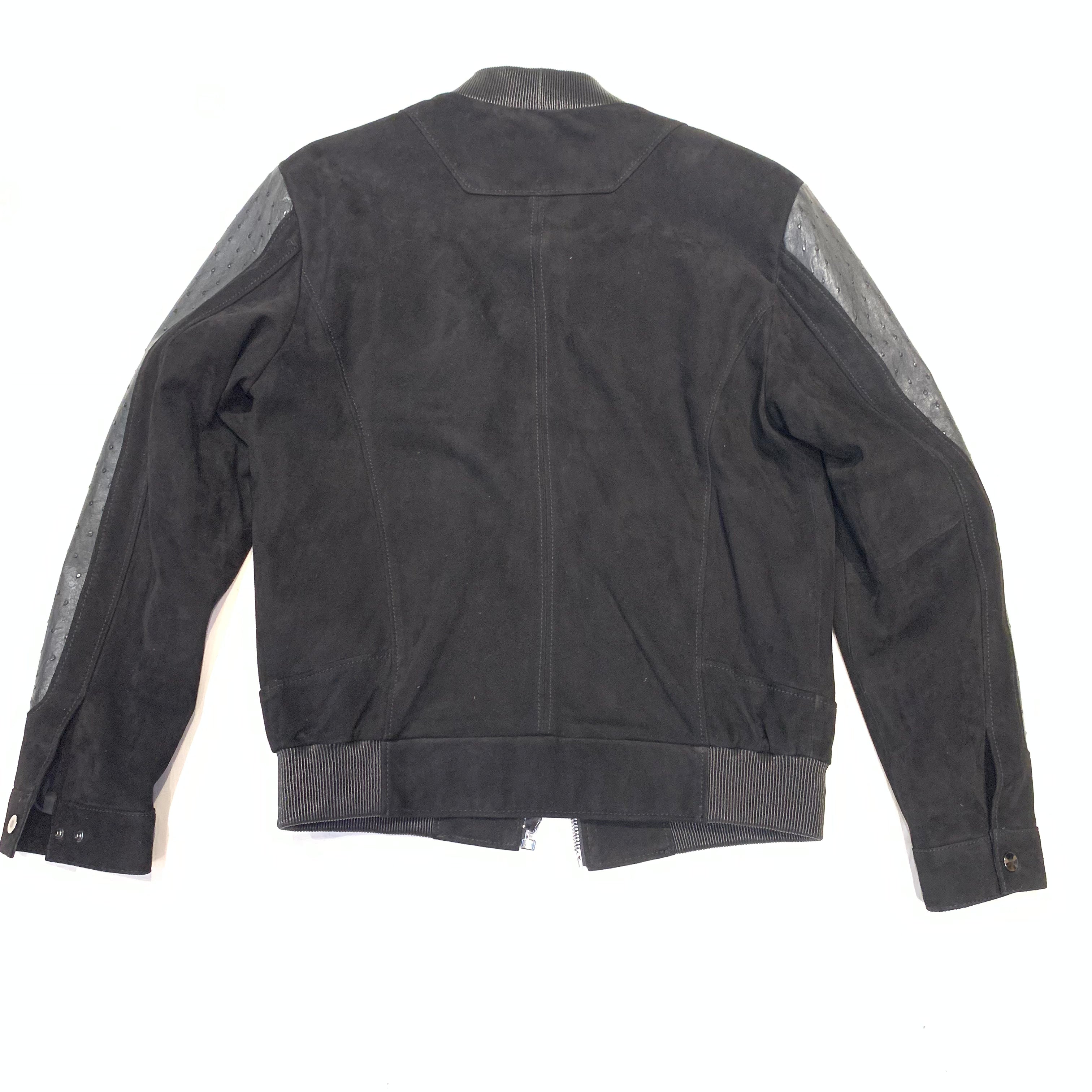 Kashani Men's Black Suede/Ostrich Quill Jacket - Dudes Boutique