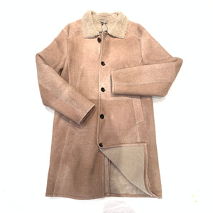 Kashani Men's Cream Beige Shearling 7/8 Trench Coat - Dudes Boutique