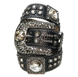 b.b. Simon Black Big Block Crystal Belt - Dudes Boutique