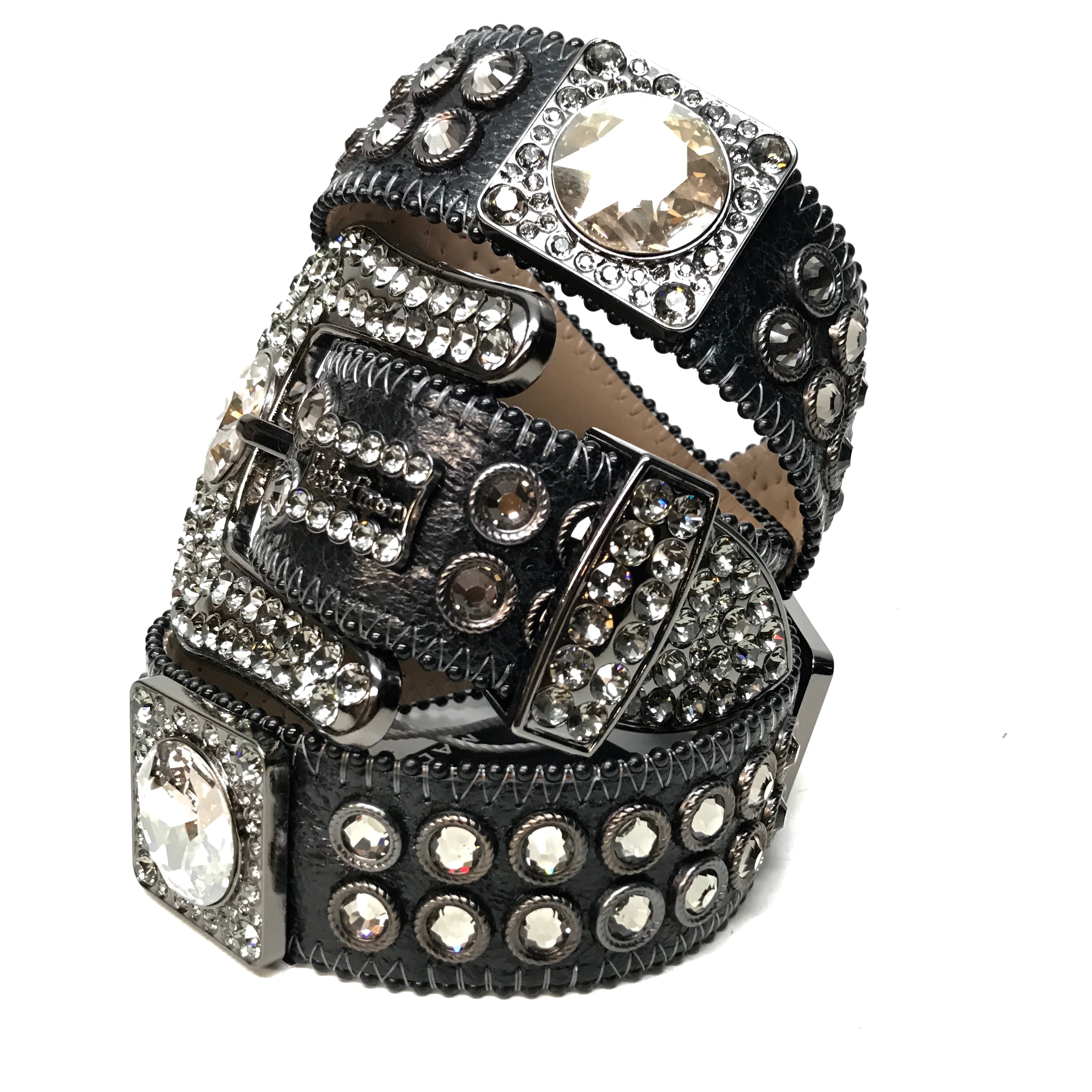 b.b. Simon Black Big Block Crystal Belt - Dudes Boutique