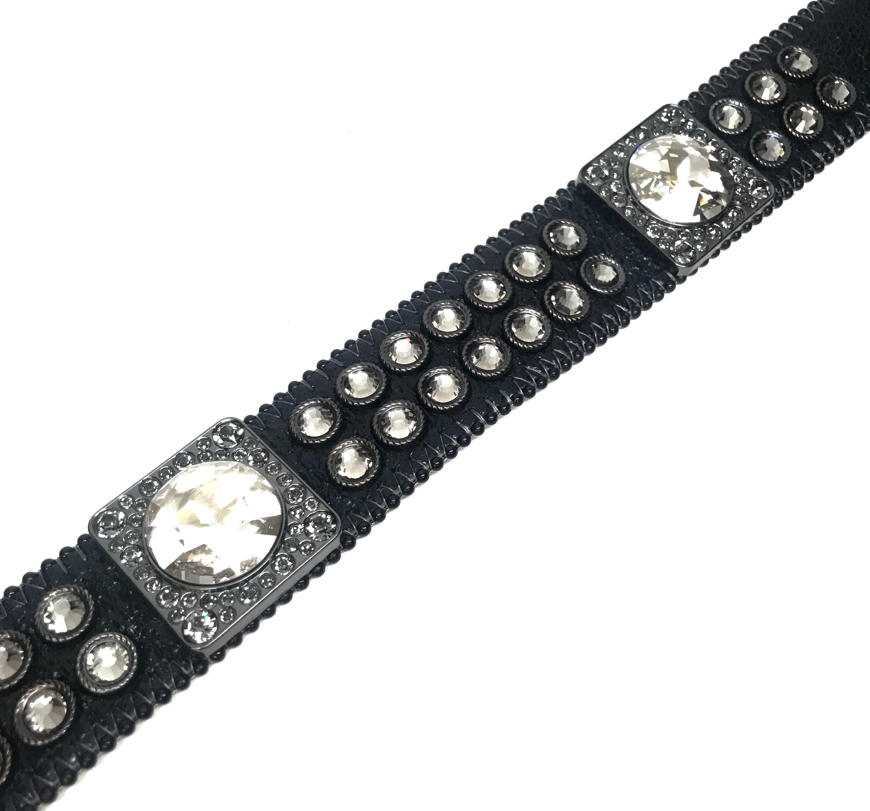 b.b. Simon Black Big Block Crystal Belt - Dudes Boutique