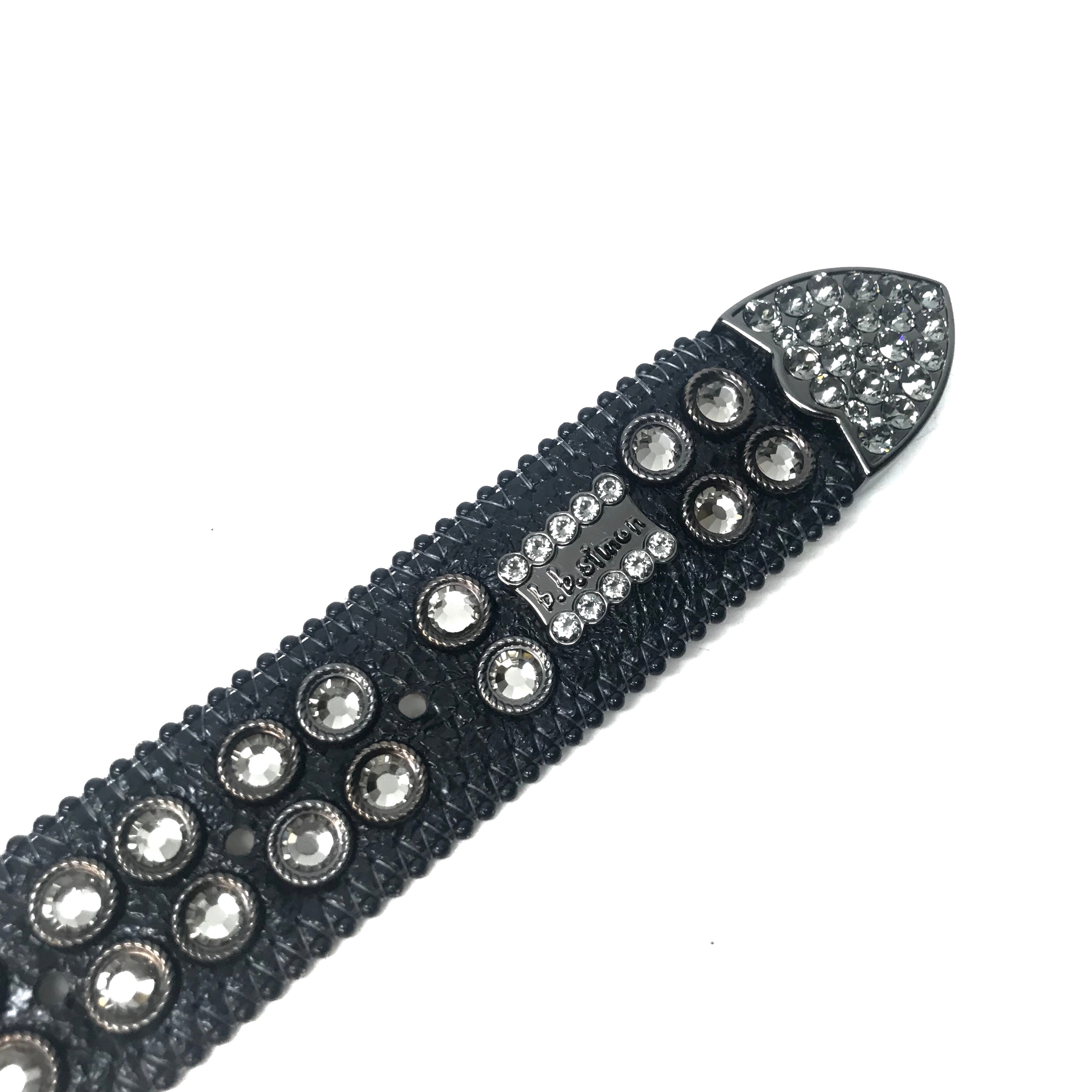 b.b. Simon Black Big Block Crystal Belt - Dudes Boutique