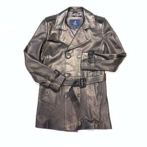 Kashani Black Double Breasted Lambskin 3/4 Trench Coat - Dudes Boutique