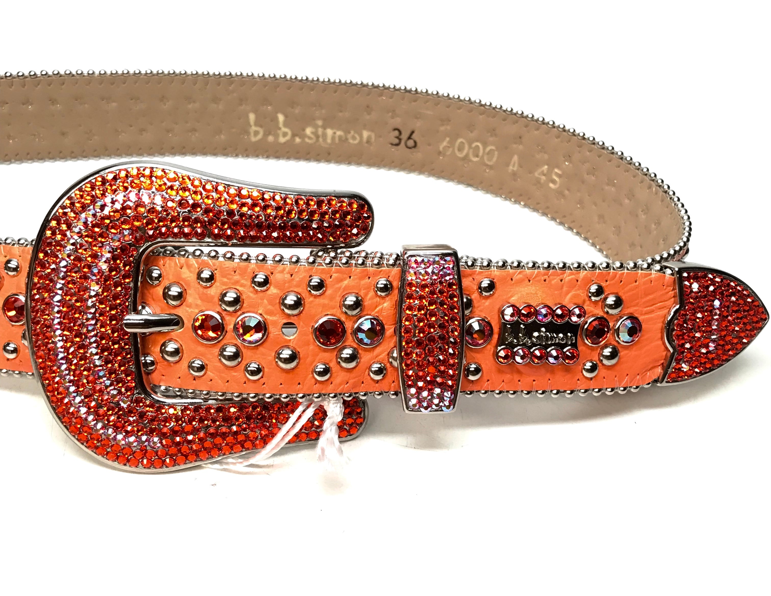 b.b. Simon 'Orange Fire' Two Tone Crystal Belt - Dudes Boutique