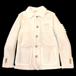 Kashani Men's White Outlined Shearling Coat - Dudes Boutique