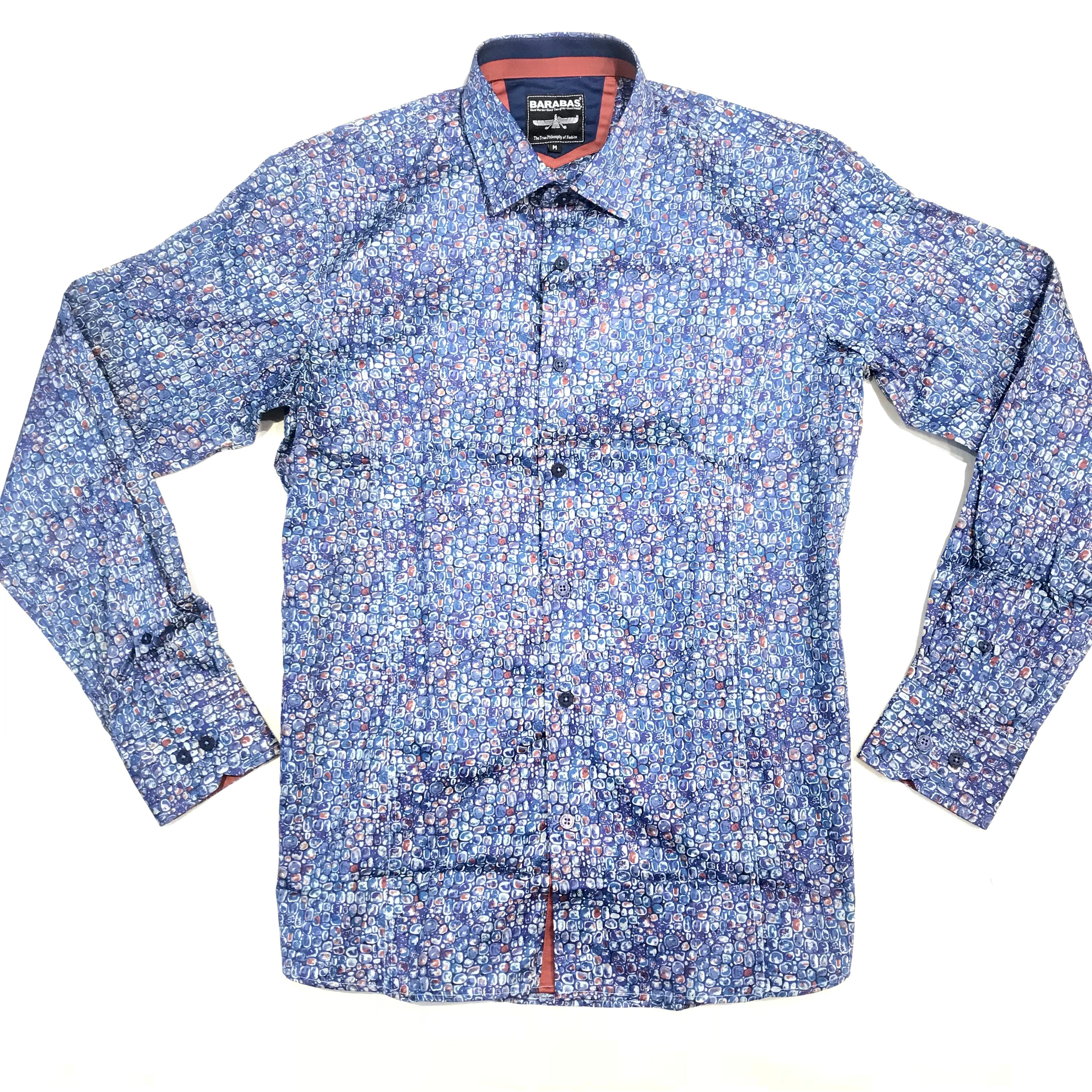 Barabas Blue Pebble Grain Button Up Shirt - Dudes Boutique