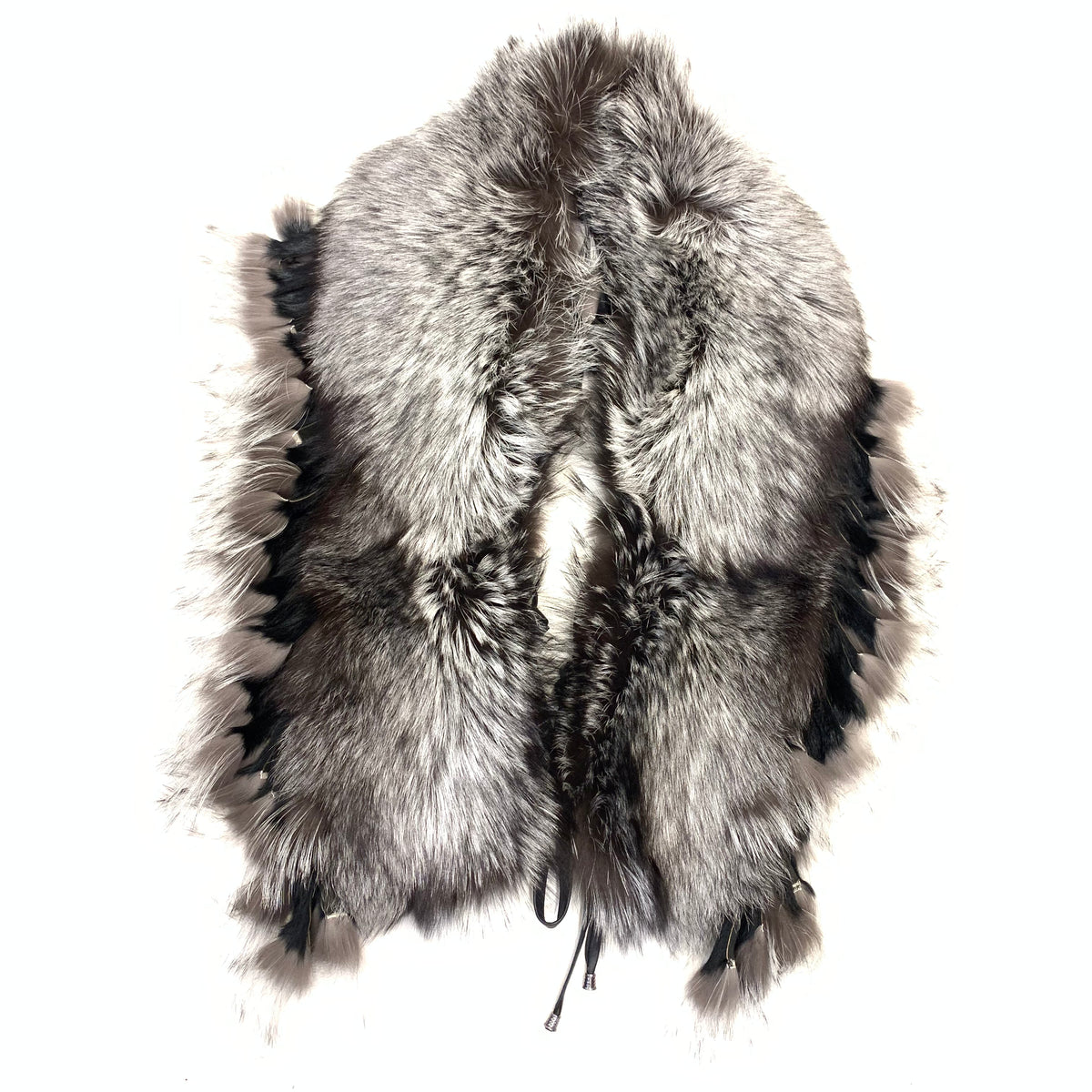 Kashani Silver Fox Fur Fringe Shawl Collar - Dudes Boutique