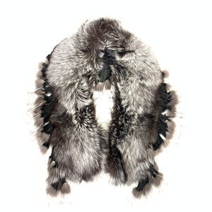 Kashani Silver Fox Fur Fringe Shawl Collar - Dudes Boutique