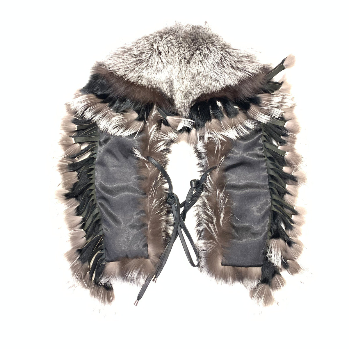 Kashani Silver Fox Fur Fringe Shawl Collar - Dudes Boutique
