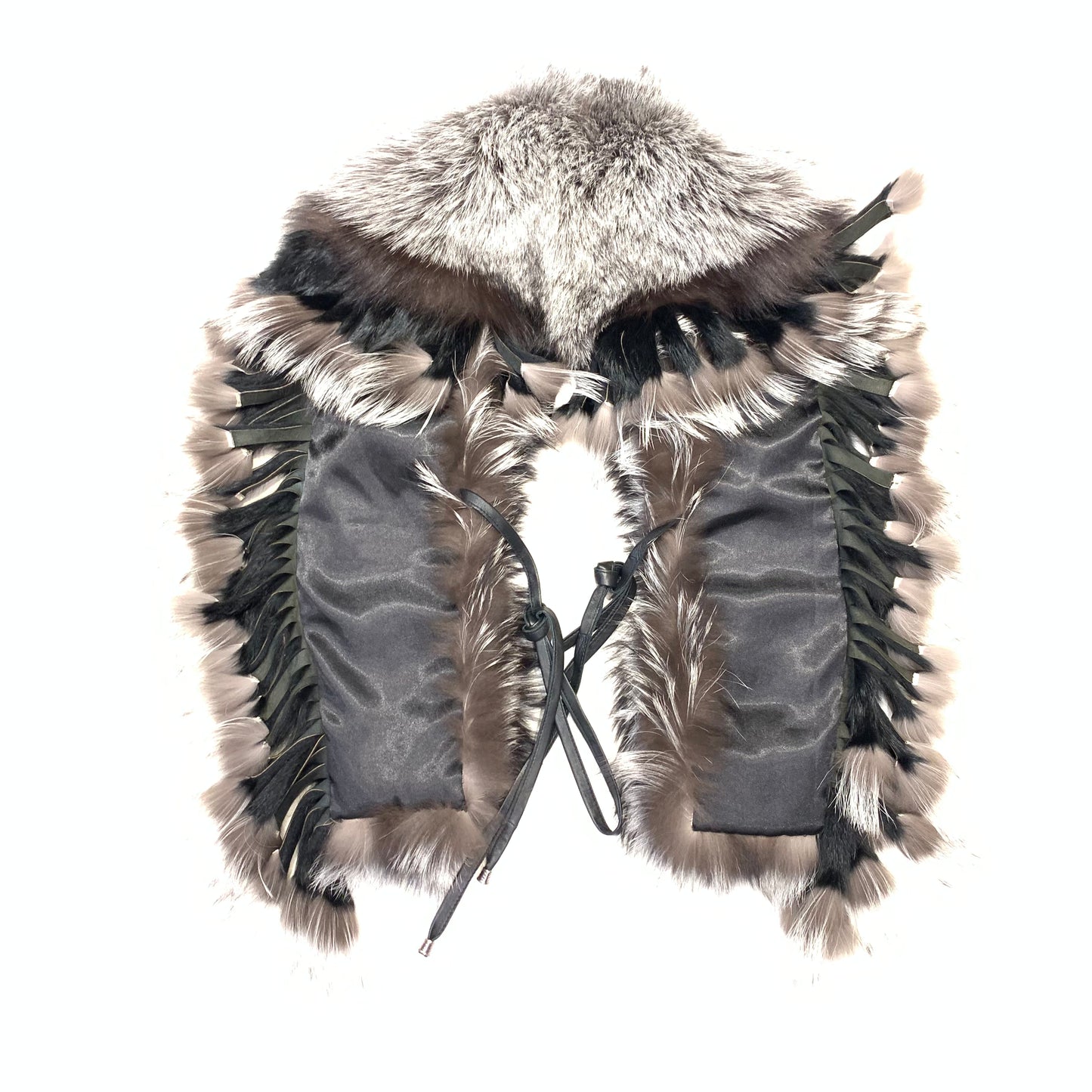 Kashani Silver Fox Fur Fringe Shawl Collar - Dudes Boutique