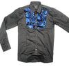 Barabas Sea Blue Sequin Tuxedo Button Up Shirt - Dudes Boutique