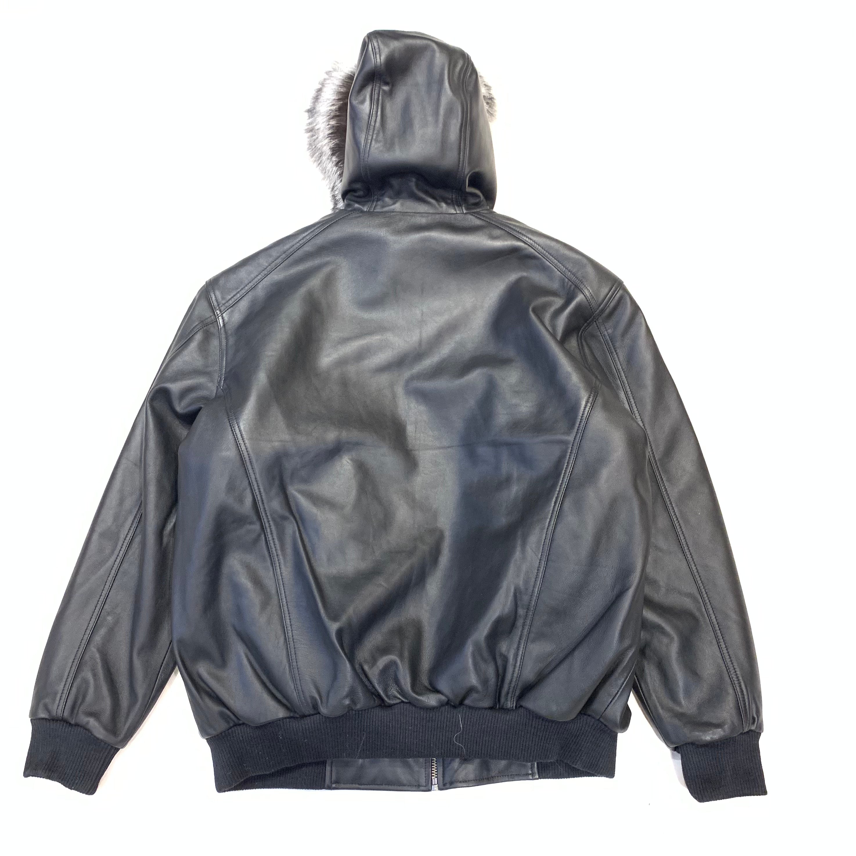 Kashani Black Lambskin Hooded Bomber Jacket - Dudes Boutique