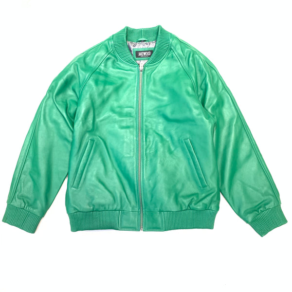 Kashani Mint Green Lambskin Varsity Jacket - Dudes Boutique