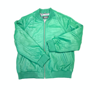 Kashani Mint Green Lambskin Varsity Jacket - Dudes Boutique