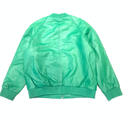 Kashani Mint Green Lambskin Varsity Jacket - Dudes Boutique