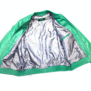 Kashani Mint Green Lambskin Varsity Jacket - Dudes Boutique