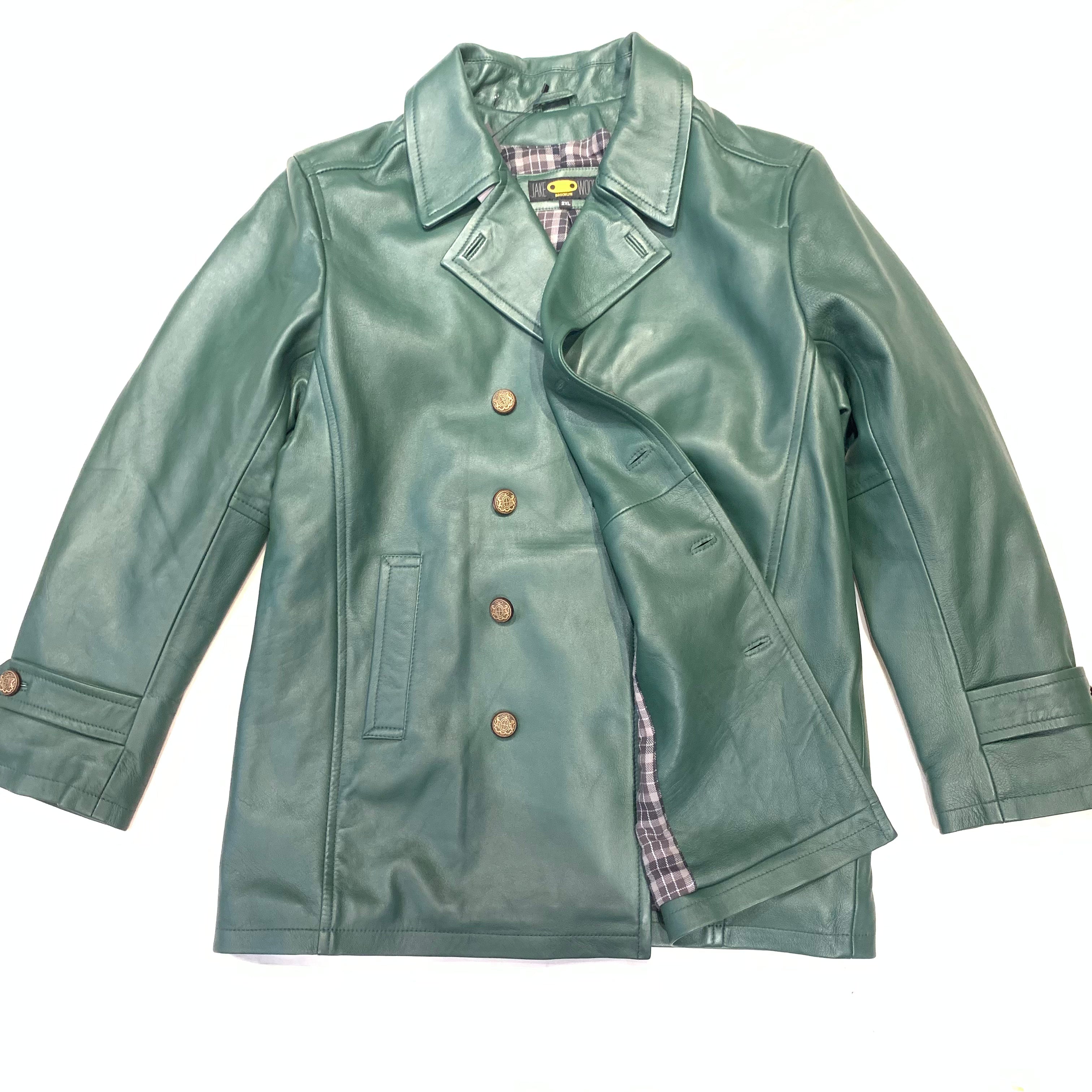 Jakewood Forest Green Lambskin Trench Coat - Dudes Boutique