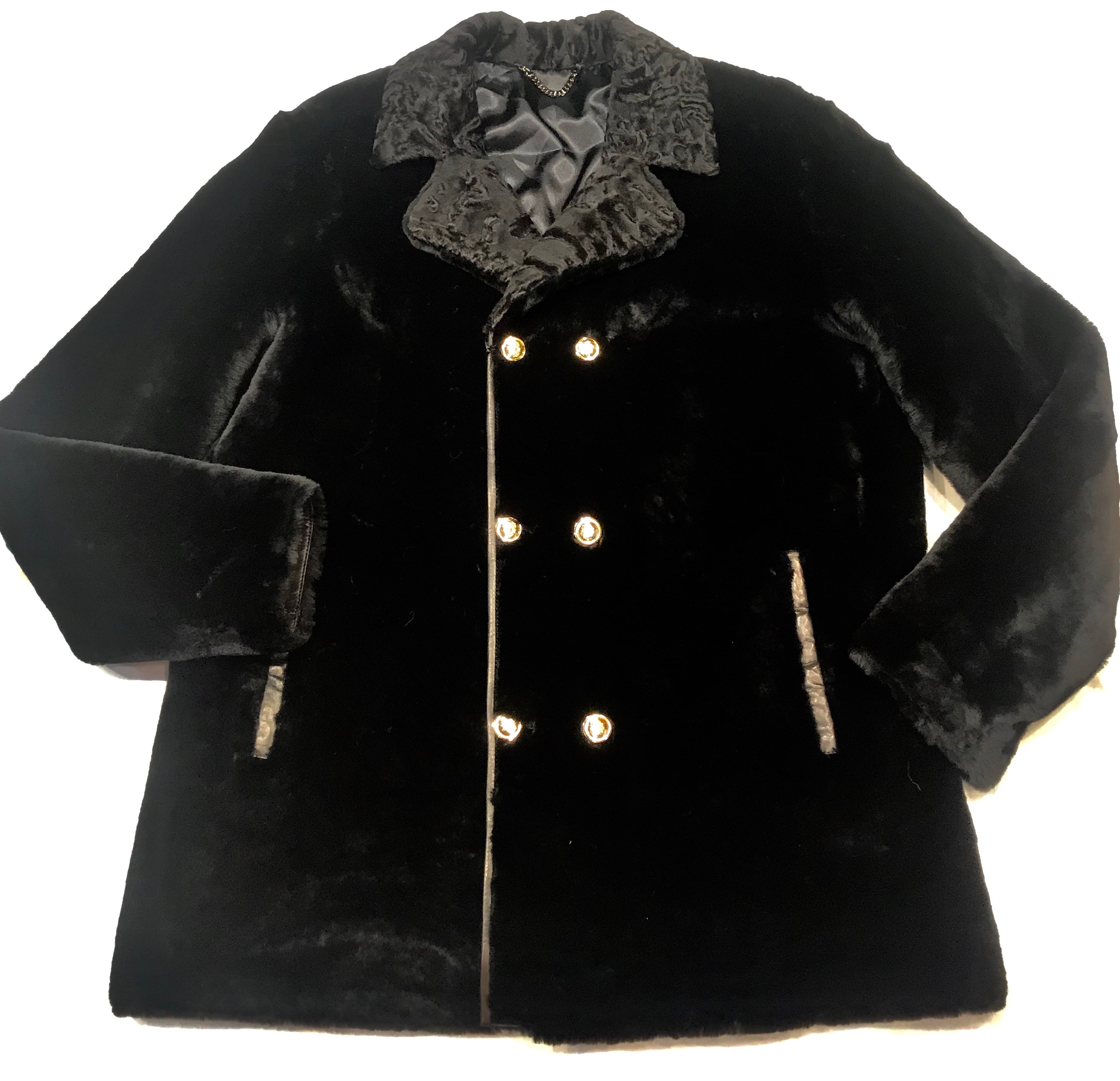 Kashani Black Persian Lambskin Peacoat Shearling - Dudes Boutique