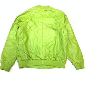 Jakewood Lime Green Lambskin Varsity Jacket - Dudes Boutique