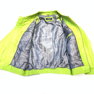 Jakewood Lime Green Lambskin Varsity Jacket - Dudes Boutique