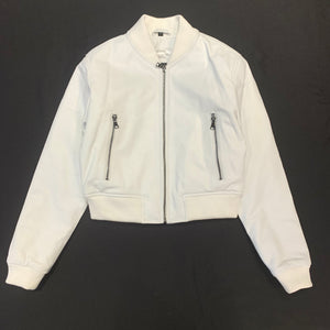 Kashani Women's White Lambskin Varsity Jacket - Dudes Boutique