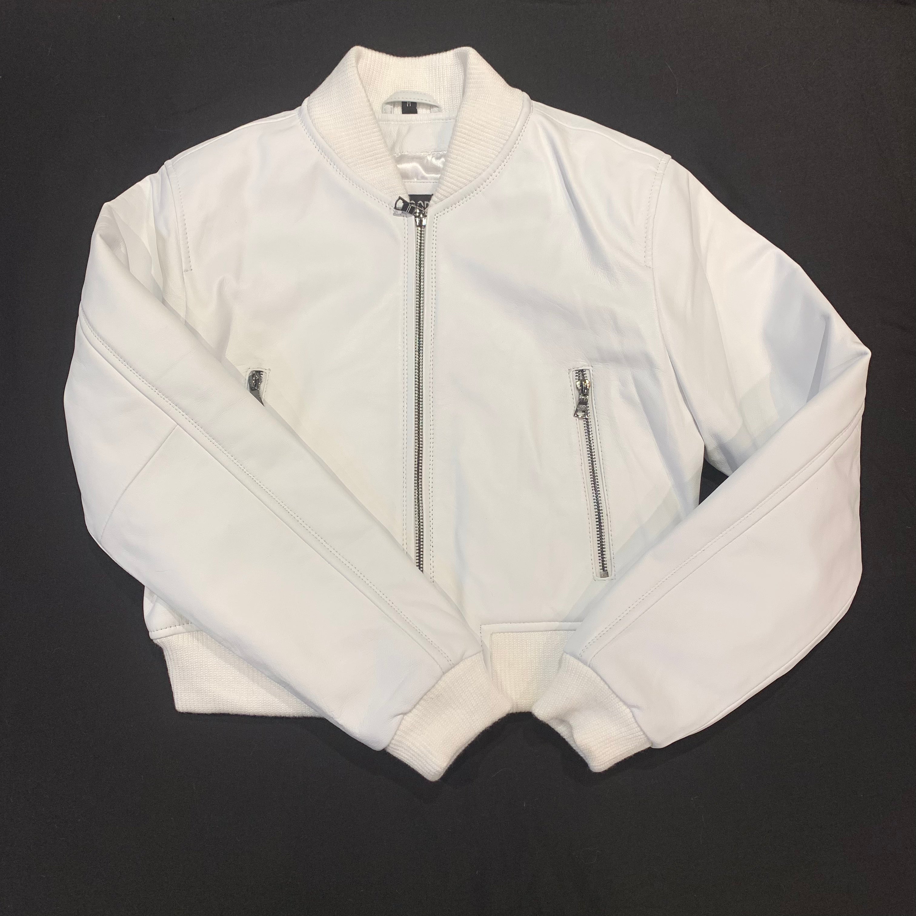 Kashani Women's White Lambskin Varsity Jacket - Dudes Boutique