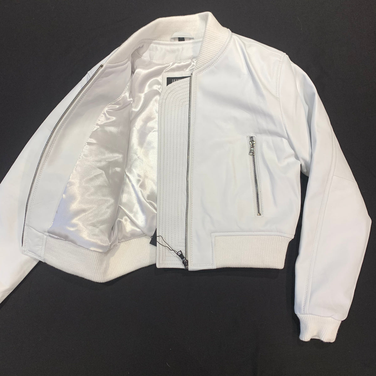Kashani Women's White Lambskin Varsity Jacket - Dudes Boutique