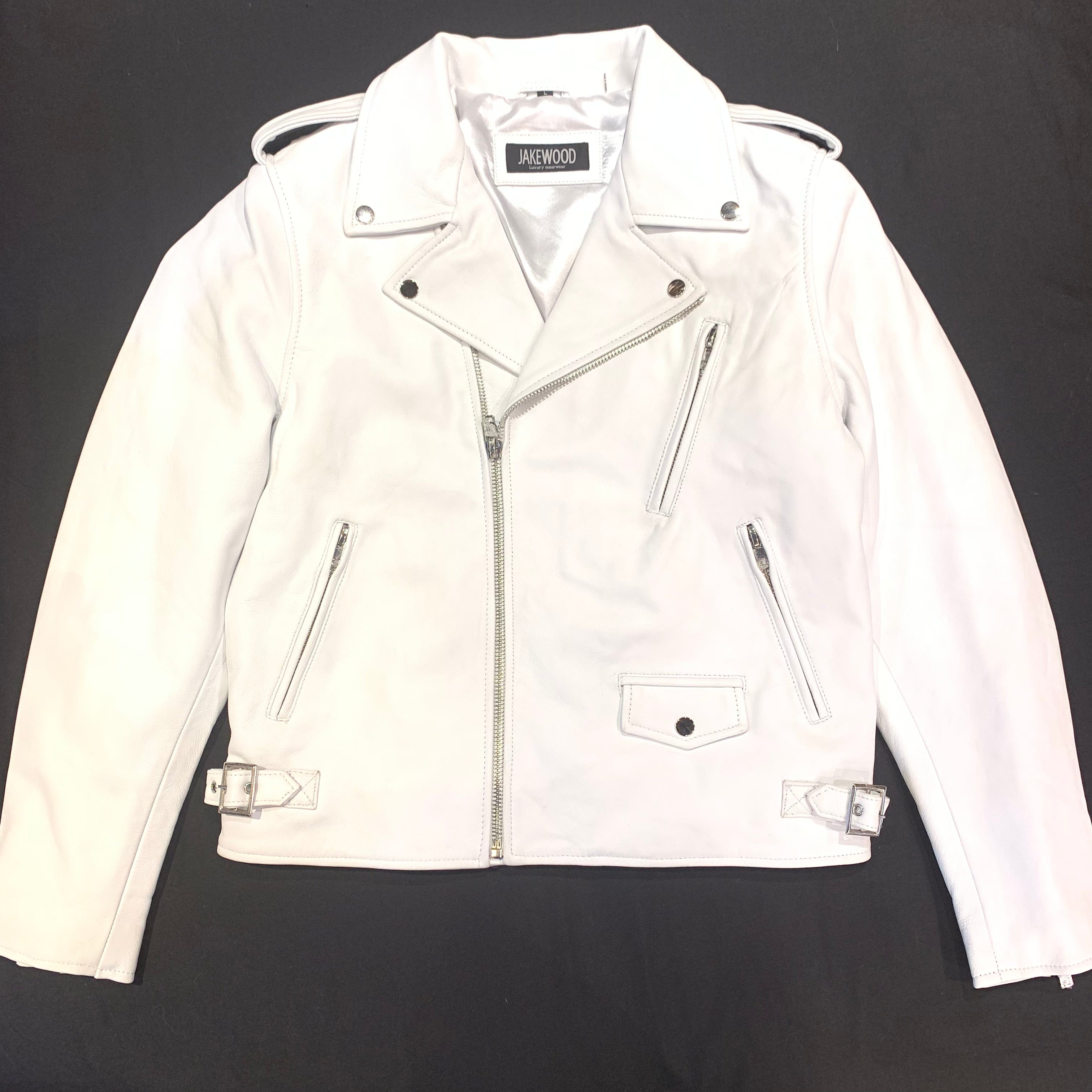 Kashani Classic White Biker Jacket - Dudes Boutique