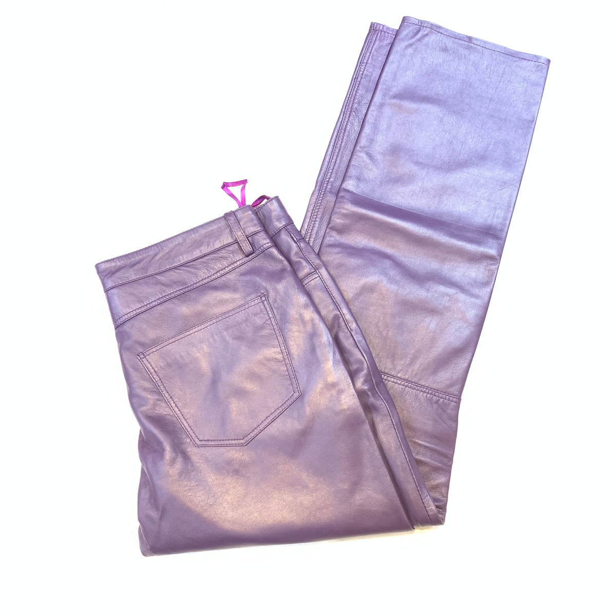 Kashani Men's Purple Lambskin Straight Cut Leather Pants - Dudes Boutique
