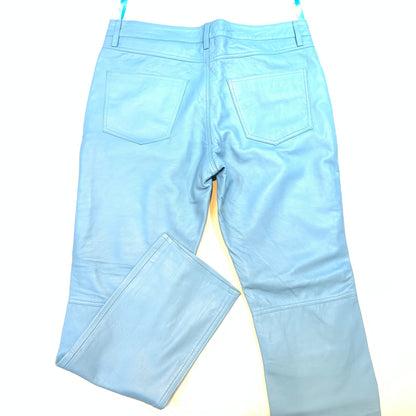 Kashani Men's Powder Blue Lambskin Straight Cut Leather Pants - Dudes Boutique
