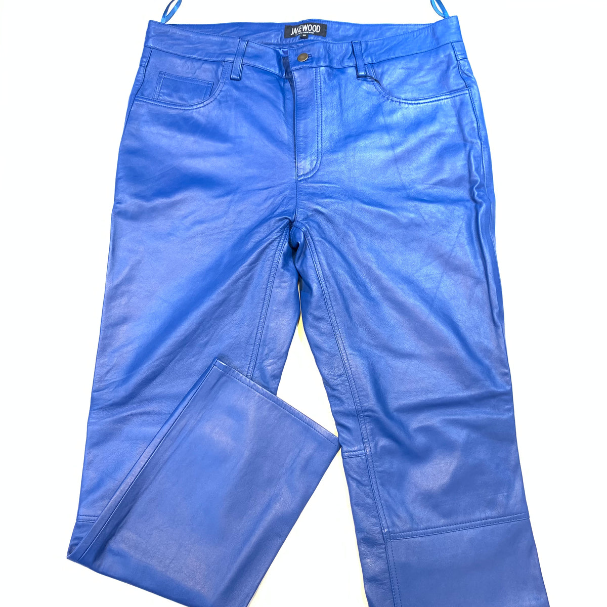 Kashani Men's Royal Blue Lambskin Straight Cut Leather Pants - Dudes Boutique