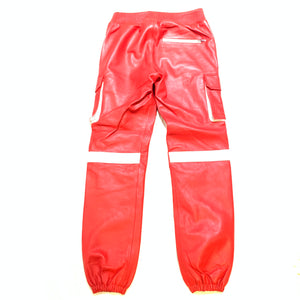 Kashani Men's Red Lambskin Cargo Joggers - Dudes Boutique