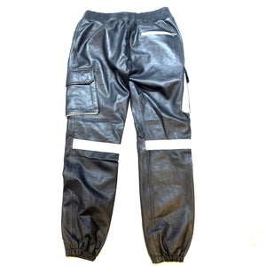 Kashani Men's Black Lambskin Cargo Joggers - Dudes Boutique